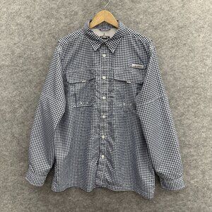 HABIT Solar Factor Men's Fishing Shirt, Long Sleeve Vented Pocket Blue Checker L